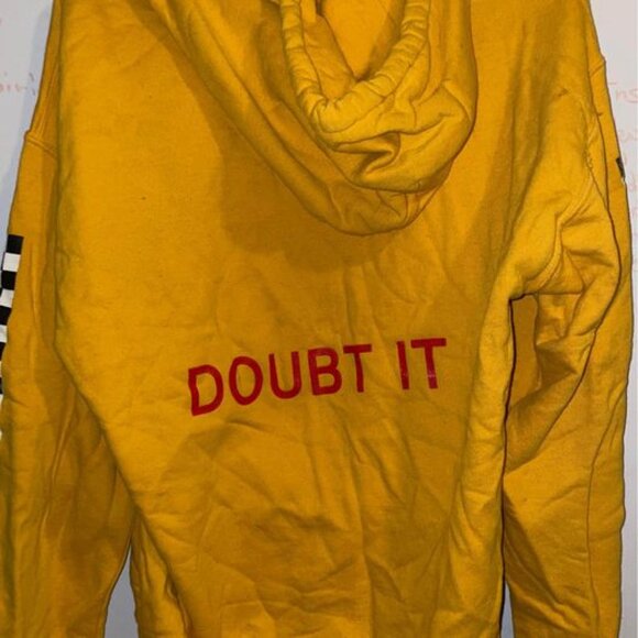 Vintage Super Duper Kyle "Doubt It" Merch Hoodie - Yellow with Red Flames! - Picture 3 of 6